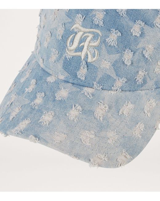 The Kooples Blue Star Print Denim Baseball Cap