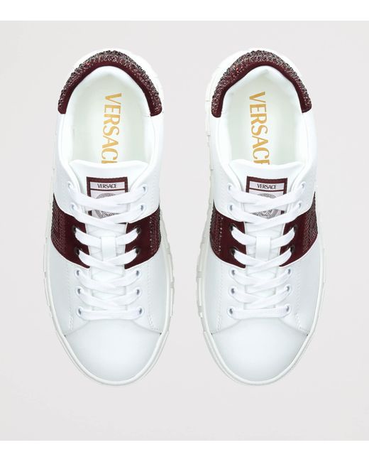 Versace White Embellished Greca Sneakers