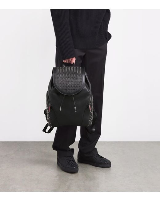 Christian Louboutin Black Funky Leather Backpack for men