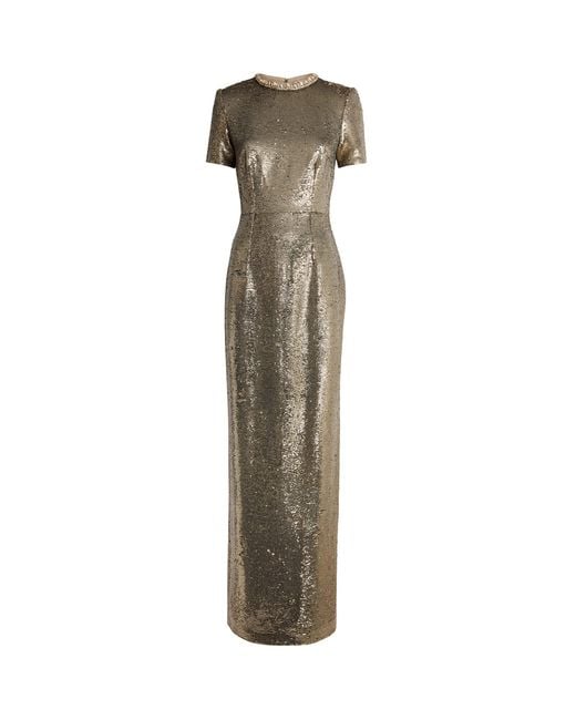 Roland Mouret Metallic Sequin Crystal-Embellished Gown