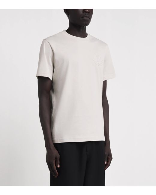 Moncler White Cotton Logo T-Shirt for men