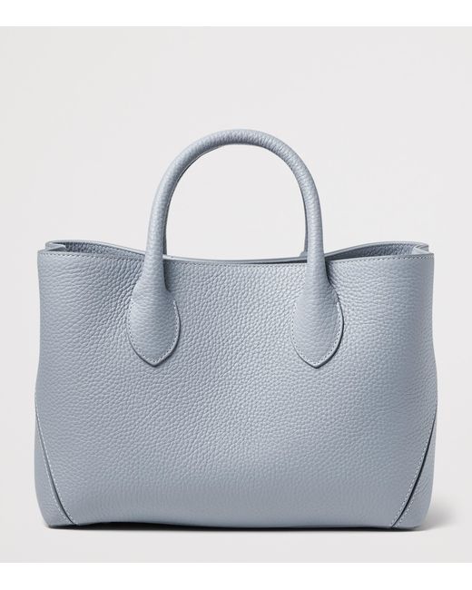 Aspinal Blue Midi Leather London Tote Bag