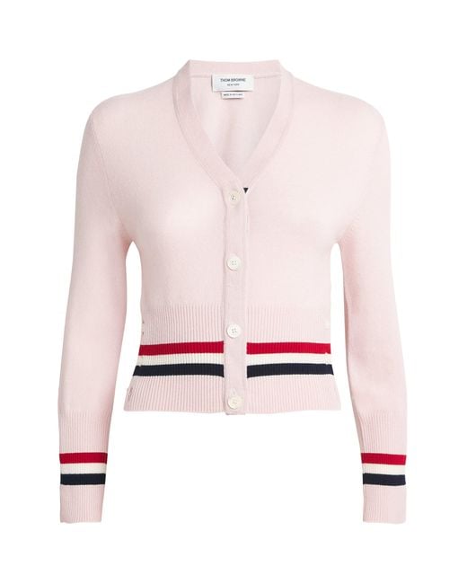 Thom Browne Pink Cashmere V-Neck Cardigan