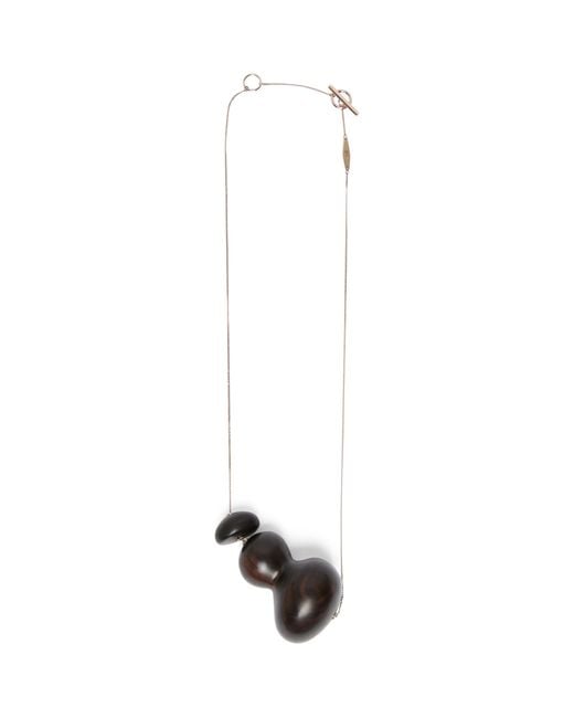 Max Mara White Ebony Pendant Necklace
