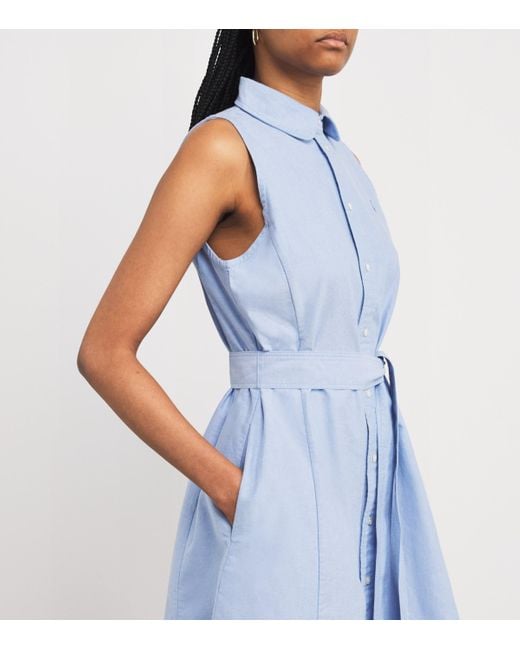 Polo Ralph Lauren Blue Belted Oxford Sleeveless Mini Shirtdress