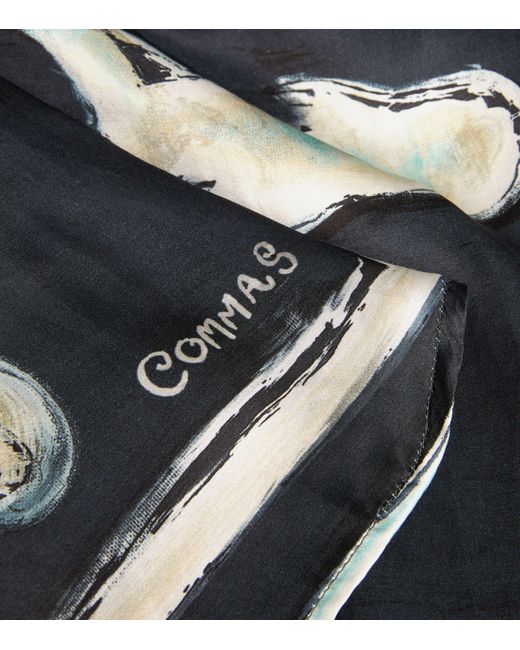 Commas Blue Silk-blend Neptune's Beard Print Shirt for men