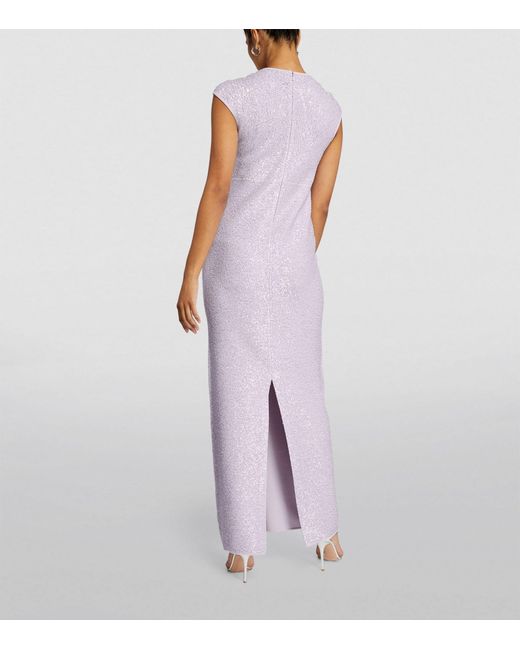 St. John Purple Lurex-knit Maxi Dress