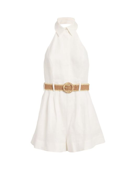 Zimmermann White Linen Belted Acacia Playsuit
