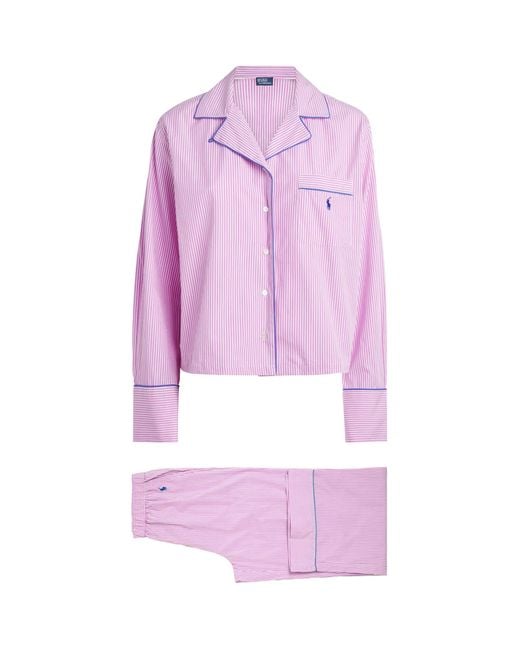 Polo Ralph Lauren Pink Cotton Stripe Pyjama Set