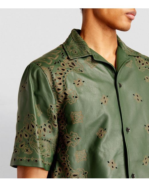 Amiri Green Leather Bandana Shirt for men