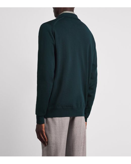 John Smedley Green Extra Fine Merino Wool Tibor Shirt for men