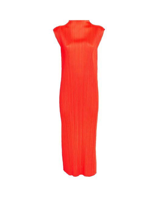 Pleats Please Issey Miyake Red Monthly Colors April Maxi Dress