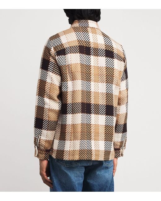 Wax London Brown Cotton-Blend Pike Check Whiting Overshirt for men