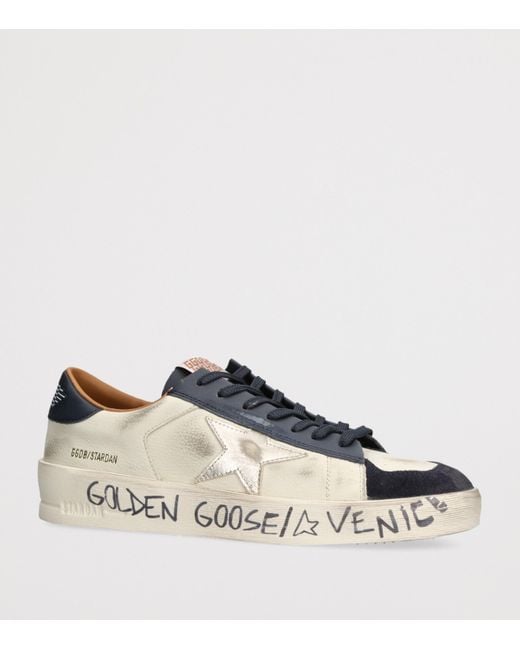 Golden Goose Deluxe Brand Brown Leather Graffiti Stardan Sneakers for men