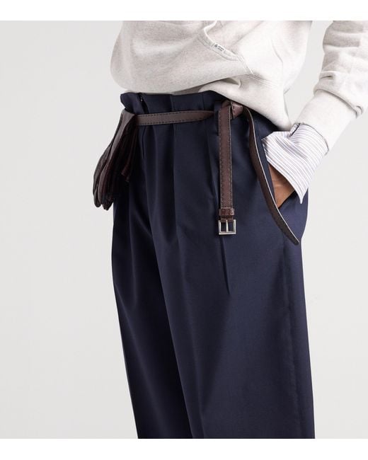 Prada Blue Wool-Mohair Wide-Leg Trousers for men