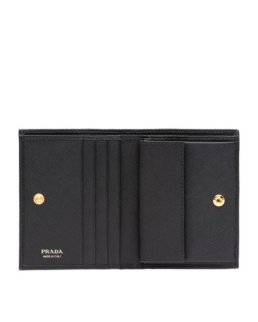 Prada Black Small Saffiano Leather Bifold Wallet