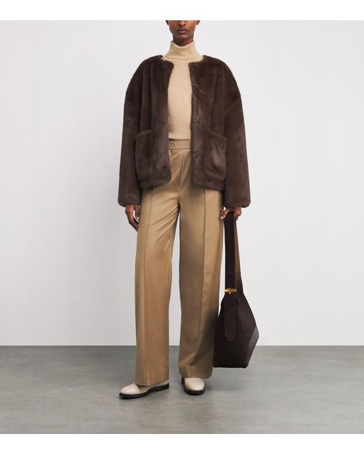 Yves Salomon Natural Wool-Silk Trousers