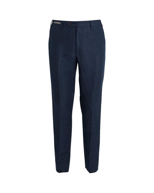 Corneliani Blue Linen Twill Suit Trousers for men
