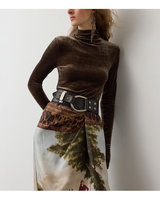 Ralph Lauren Brown Velour Ilene Top