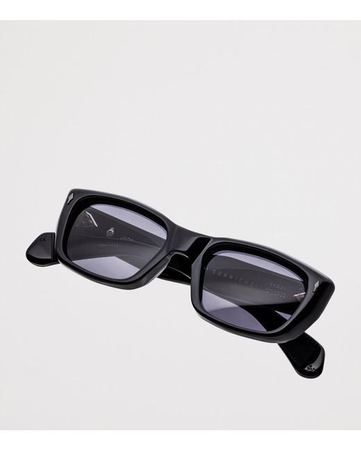Jacques Marie Mage Black Corniche Rectangle Sunglasses