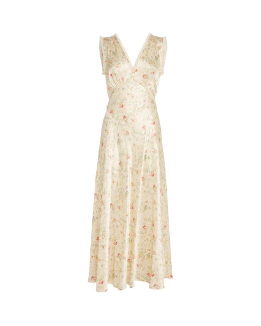 Doen Metallic Silk Floral Tahlia Midi Dress