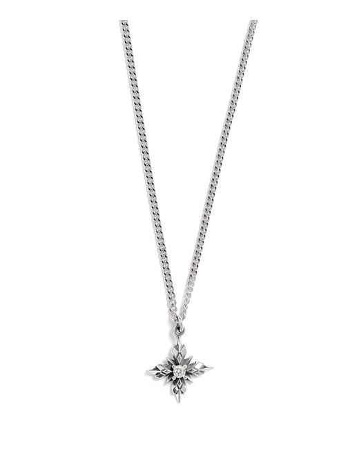 Emanuele Bicocchi Metallic Sterling Cross Pendant Necklace for men