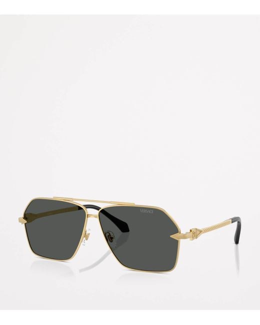 Versace Gray Pilot Sunglasses for men