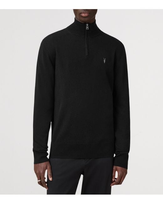 AllSaints Black Kilburn Quarter-Zip Sweater for men