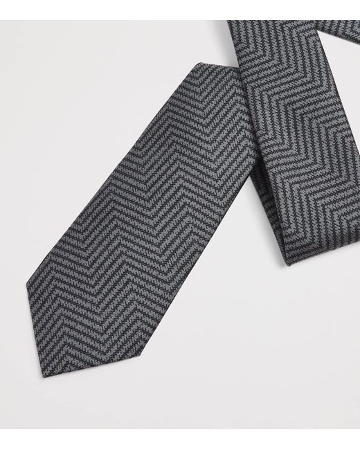 Giorgio Armani White Silk Chevron Tie for men