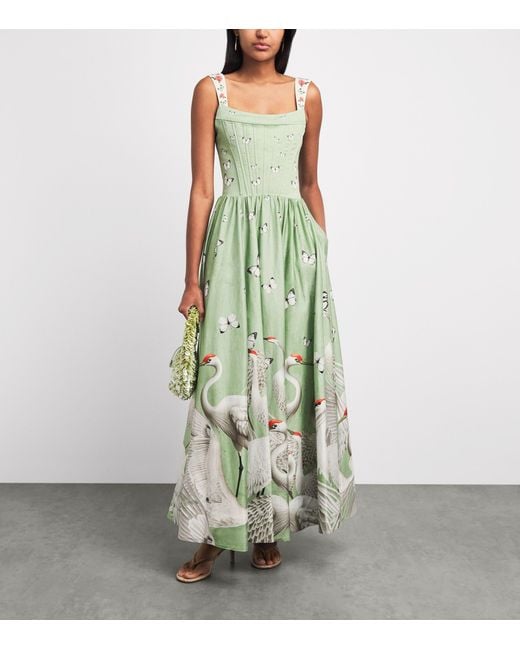 Alice + Olivia Green Butterfly Guinevere Maxi Dress