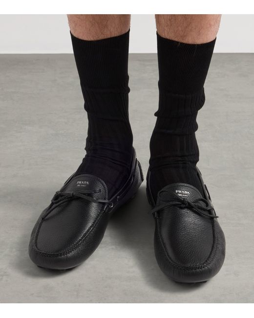 Prada Black Leather Driving Shoe