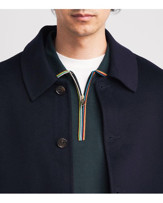 Paul Smith Blue Merino Wool Quarter-Zip Sweater for men
