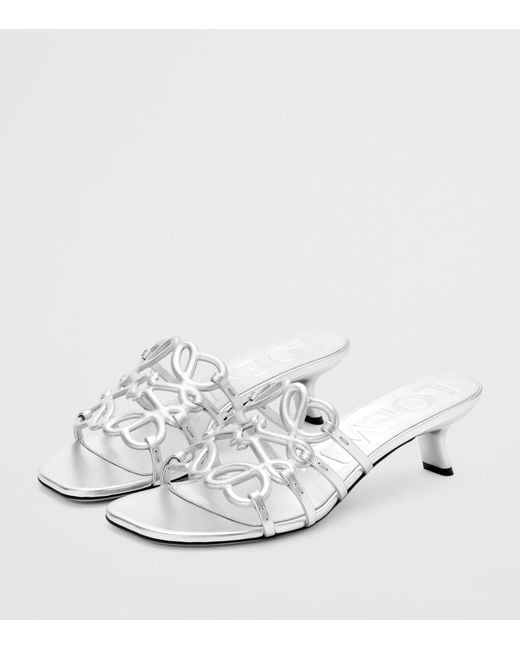 Loewe White X Paula's Ibiza Leather Petal Anagram Heeled Mules 45