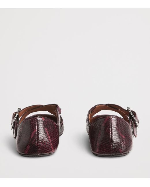 Alaïa Red Snakeskin Criss-Cross Ballet Flats