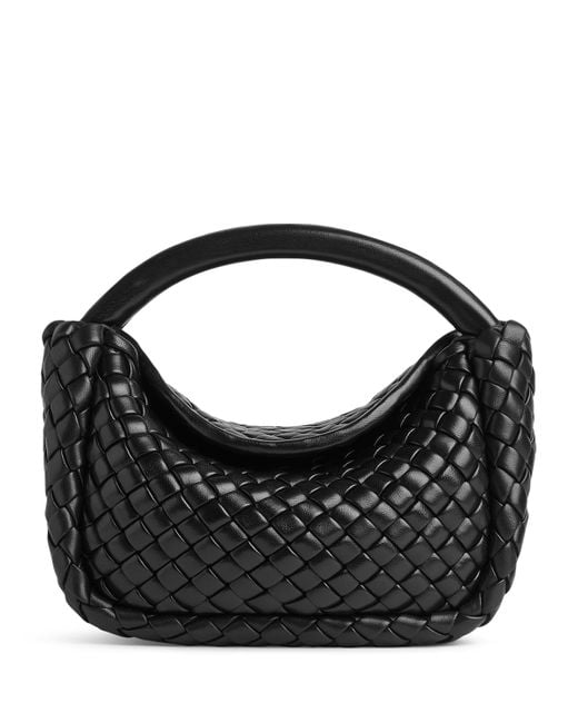 Bottega Veneta Black Mini Lambskin Cobble Top-Handle Bag