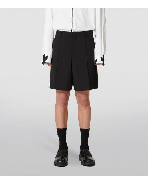 Valentino Garavani Black Virgin Wool Bermuda Shorts for men