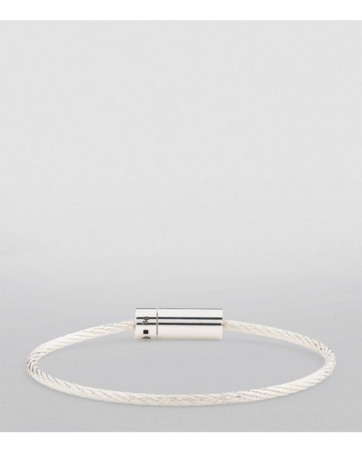 Le Gramme White Sterling Silver Cable Bangle for men