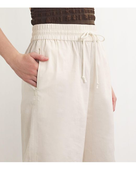 FRAME White Cotton-linen-blend Wide-leg Trousers