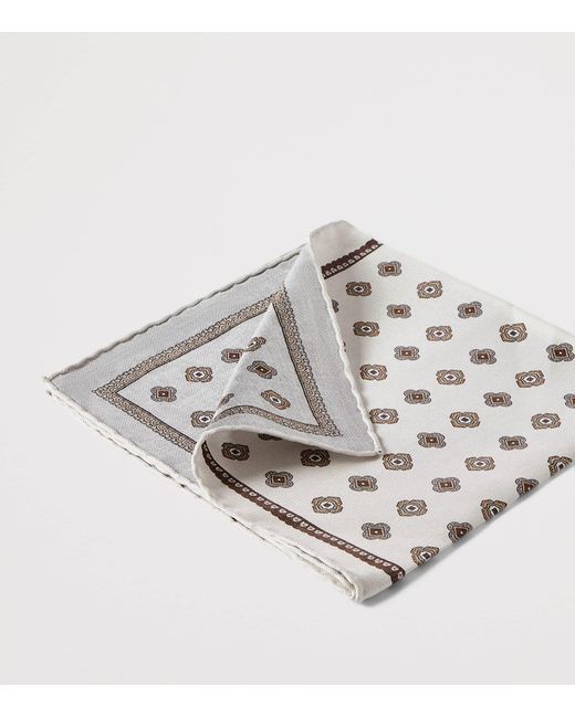 Brunello Cucinelli Metallic Silk Medallion Pocket Square for men