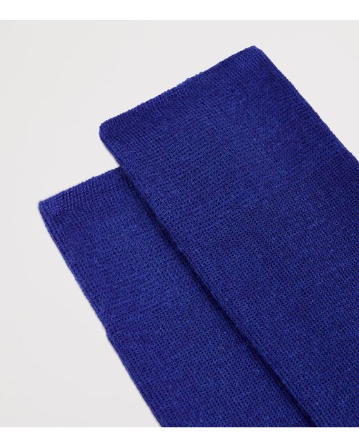 Dunhill Blue Cashmere-Mulberry Silk Ribbed Socks for men
