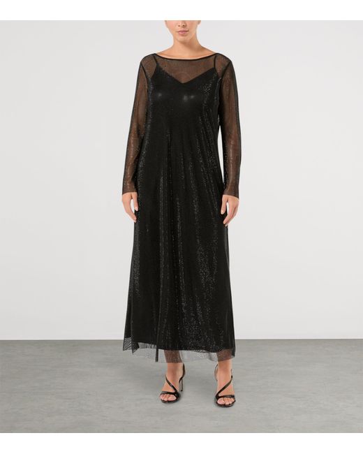 Marina Rinaldi Black Sparkling Midi Dress And Petticoat