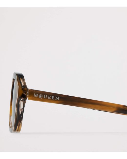 McQueen Metallic Tortoiseshell Rectangular Sunglasses