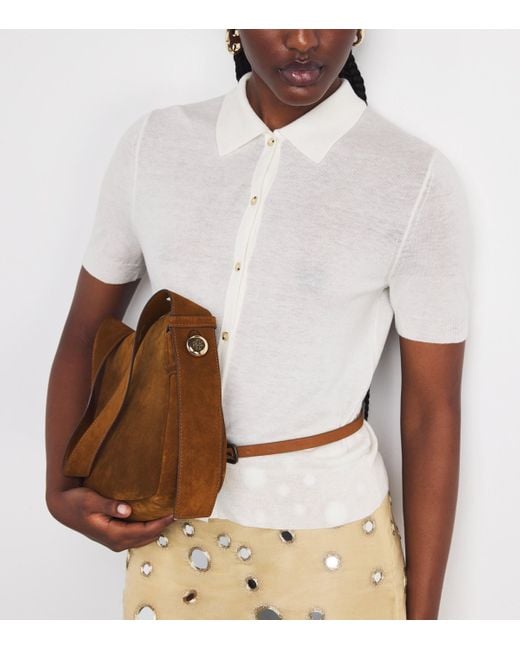 Tory Burch Brown Suede Romy Shoulder Bag