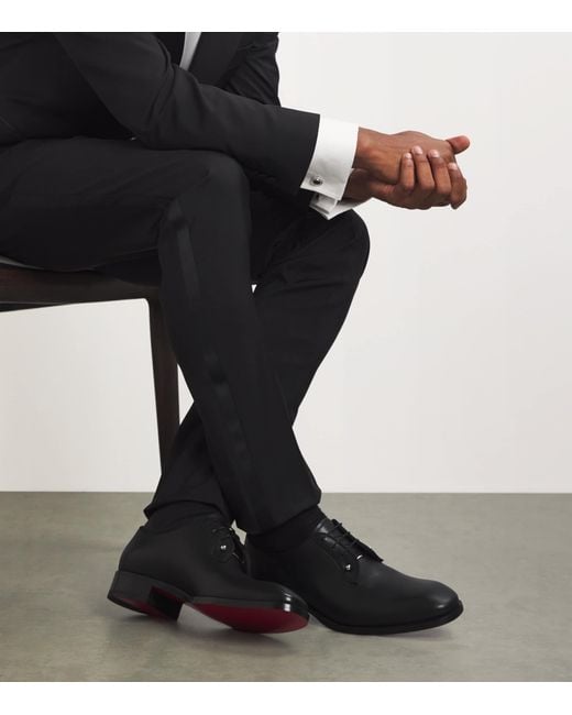 Christian Louboutin Black Chambeliss Leather Derby Shoes for men