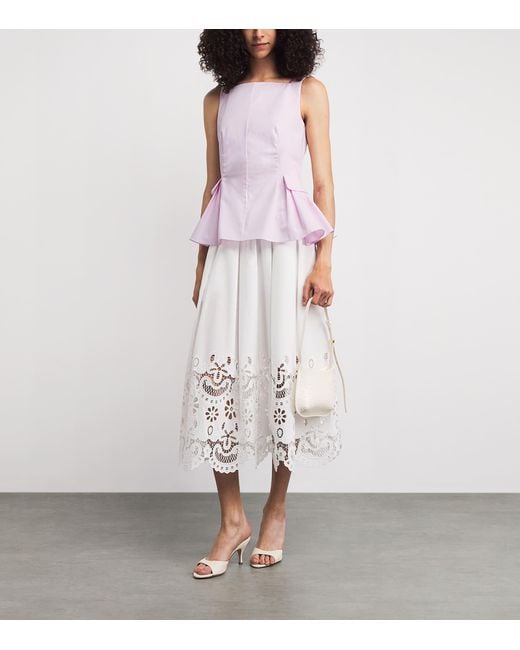 Adam Lippes Pink Cotton Soleil Peplum Top