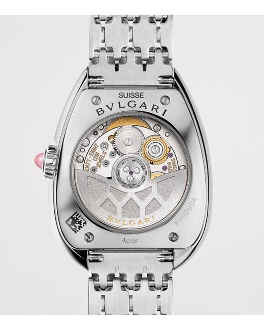 BVLGARI White Stainless Steel And Diamond Serpenti Seduttori Watch