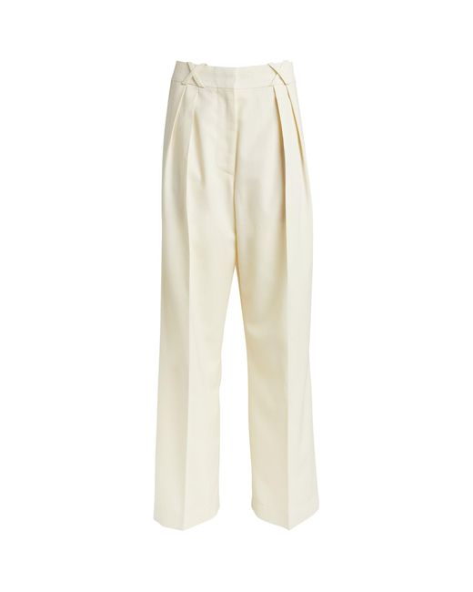 Rohe White Pleated Tailored Trousers
