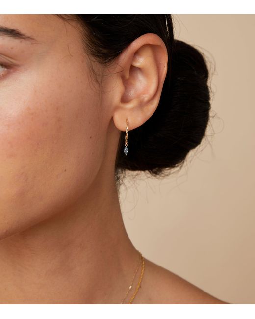 Astrid & Miyu Metallic And Alexandrite Twist Hoop Earrings