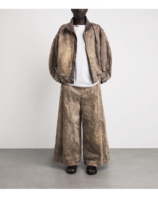 IM MEN Brown Cotton Elements Wide-Leg Trousers for men