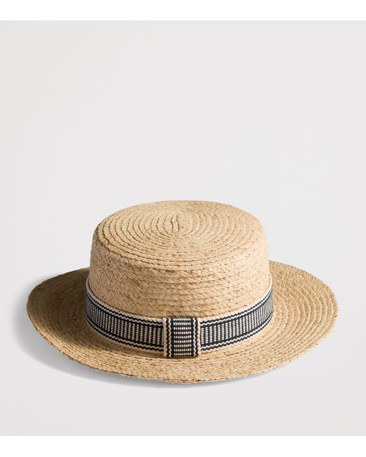 Miu Miu Natural Raffia Logo Hat